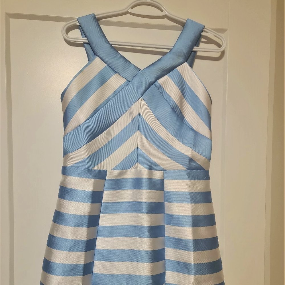 Blue and White striped dress.
